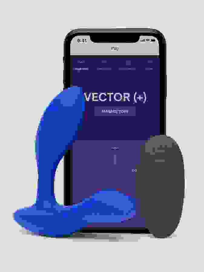 We-Vibe Vector+ App and Remote Controlled Rechargeable Prostate Massager, Blue, hi-res